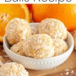 Coconut balls in a bowl.