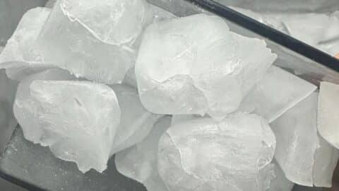 Scoop of ice cubes