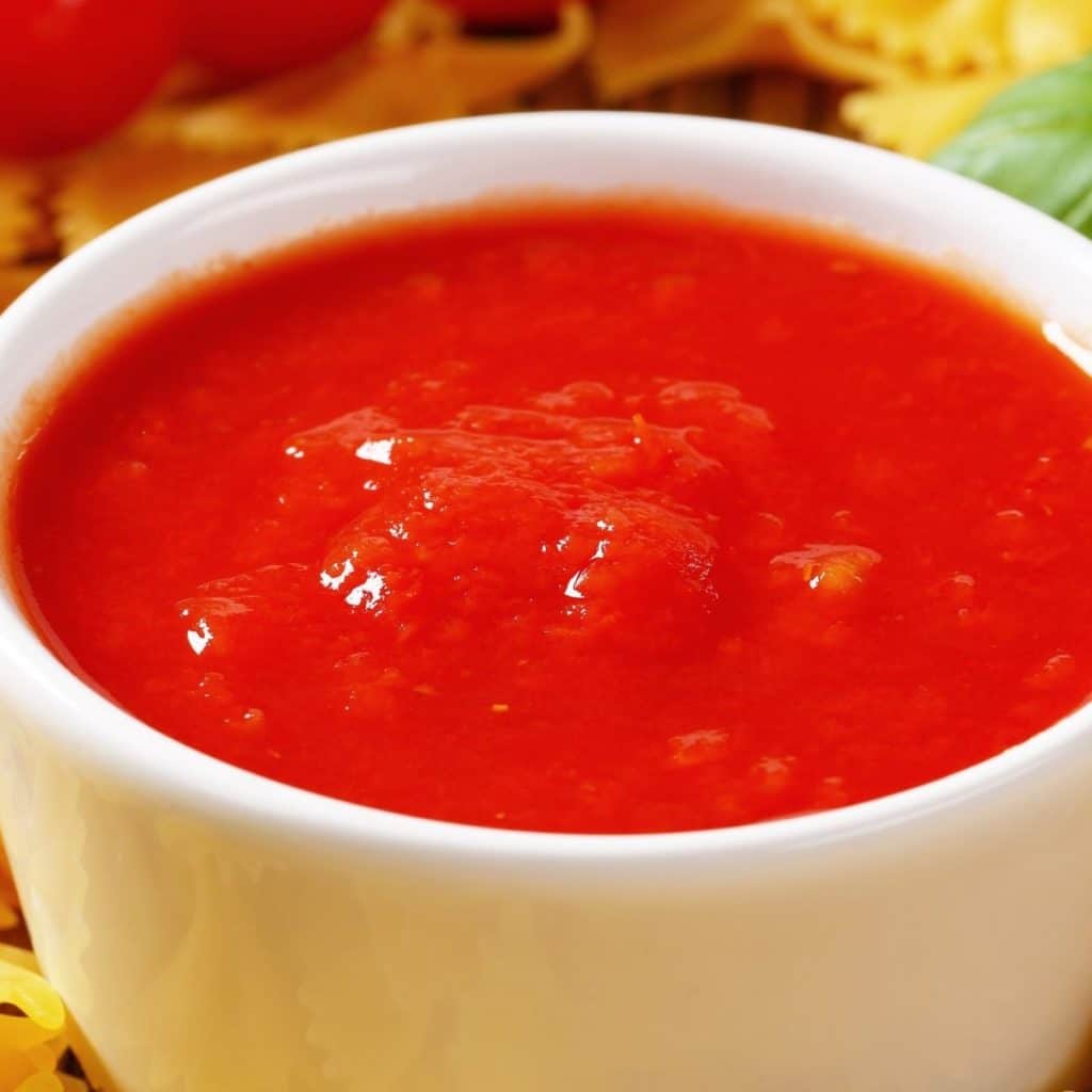 Bowl of tomato passata.