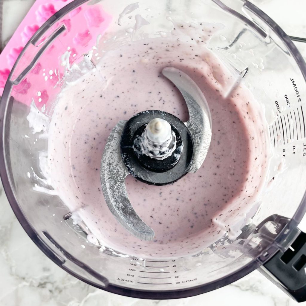 Food processor with blended yogurt.