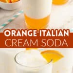 Glass with orange cream soda.