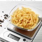 Scale with dried pasta.