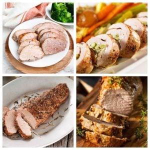 Pork tenderloin on a serving dish.