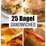 Four bagel sandwiches.