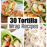 Chicken tortilla wraps, veggie wraps, and ham roll ups.