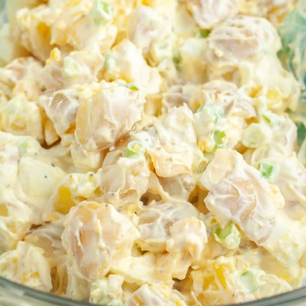 Bowl of potato salad.