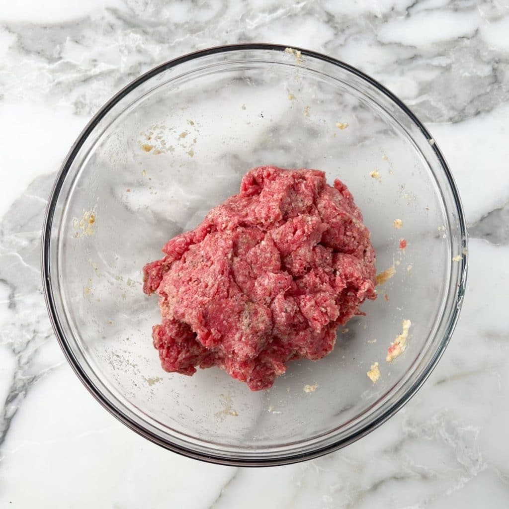 Bowl of meatball beef mixture. 