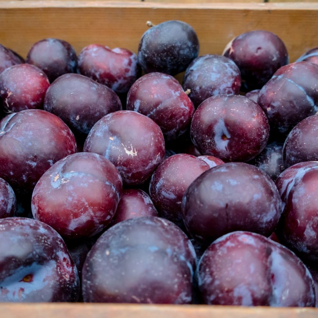 Box of plums.