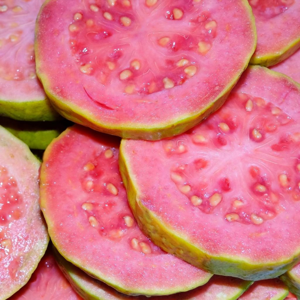 Sliced guava fruit. 