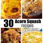 Acorn squash, mac and cheese, and stuffed acorn squash.