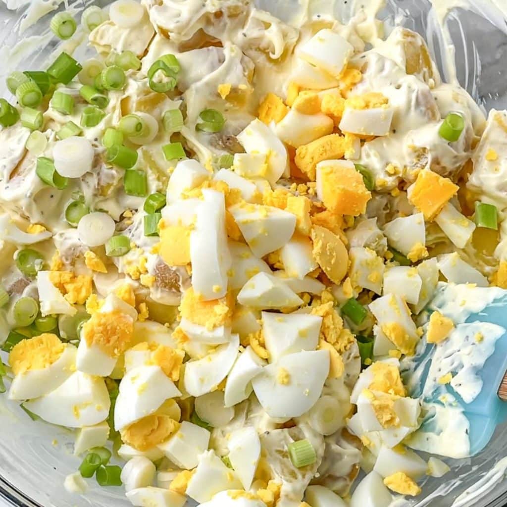 Bowl of potato salad. 