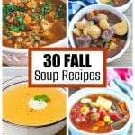 Bowl of vegetable soup, stew, and squash soup.