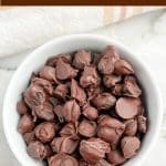 Bowl of chocolate covered coffee beans.