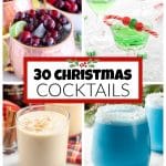 Copper much with cranberries, blue drink, green drink, and a milky drink.