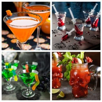 Orange martini, bloody mary, and green martini.