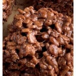 A piece of chocolate rice krispie treat.