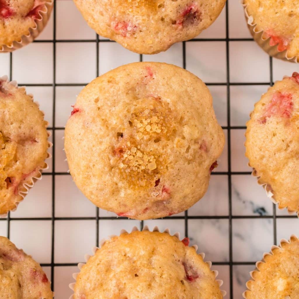 Muffins on a cooling rack.