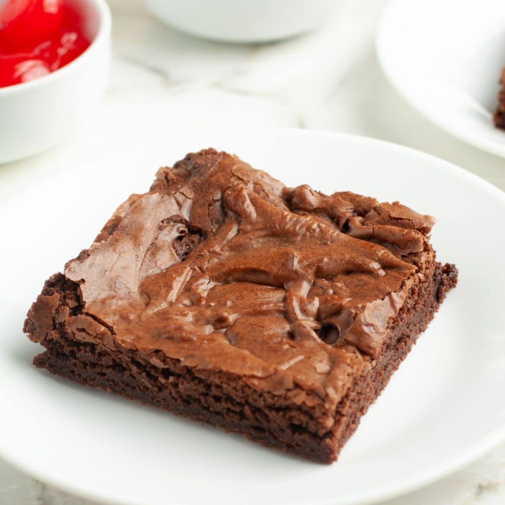Plate with brownie square. 