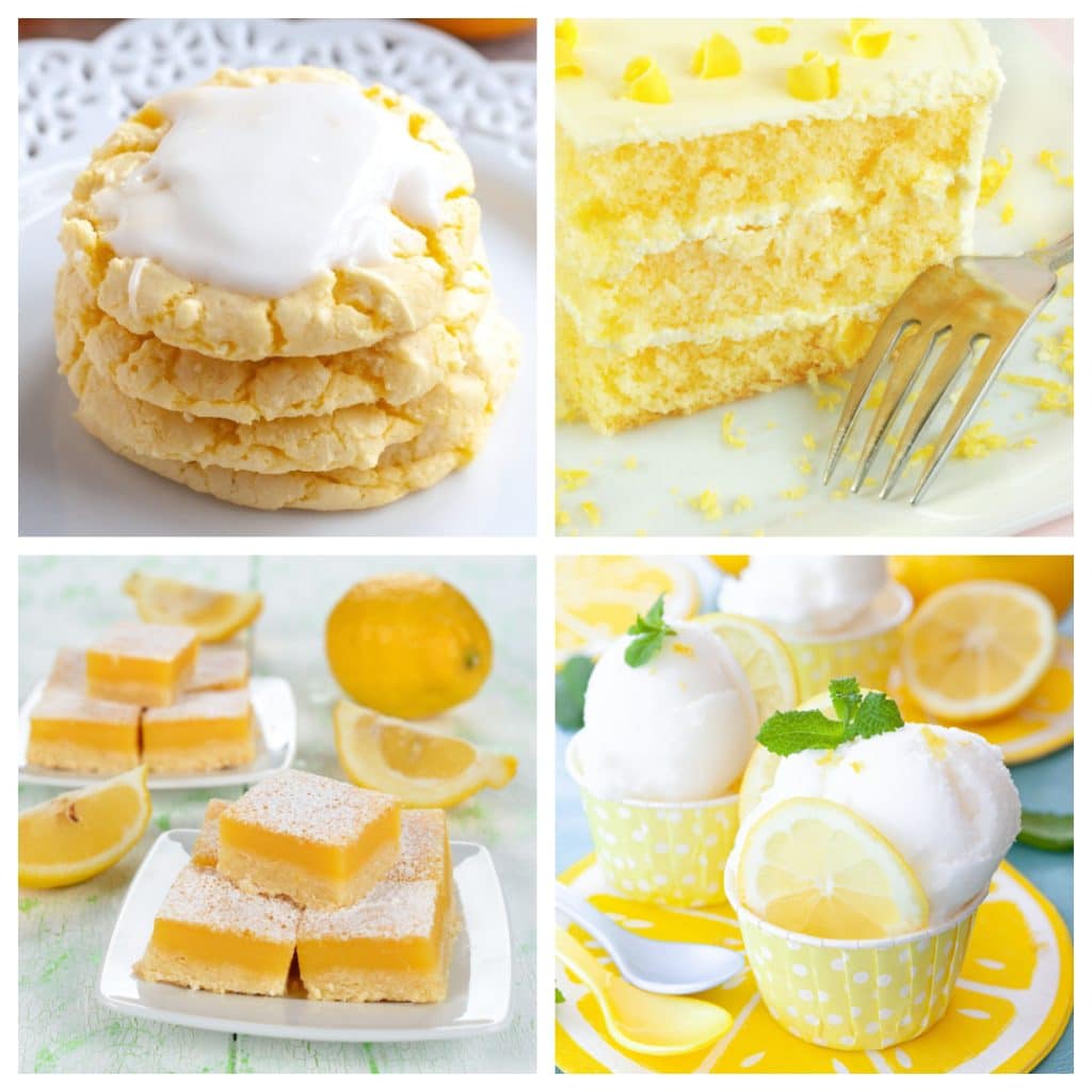 Lemon cookies, lemon cake, lemon bars, and lemon sorbet. 