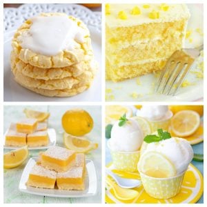 Lemon cookies, lemon cake, lemon bars, and lemon sorbet.