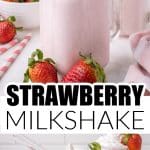 Glasses with strawberry milkshake.