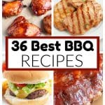 Grilled chicken, grilled pork, hamburgers, and ribs.