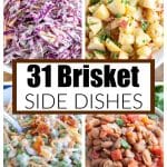 Slaw, potato salad, pea salad, beans.