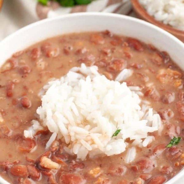 Bowl of red beans and rice.