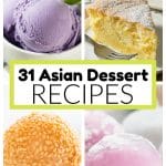 Ube ice cream, cheesecake, sesame ball, and mochi.