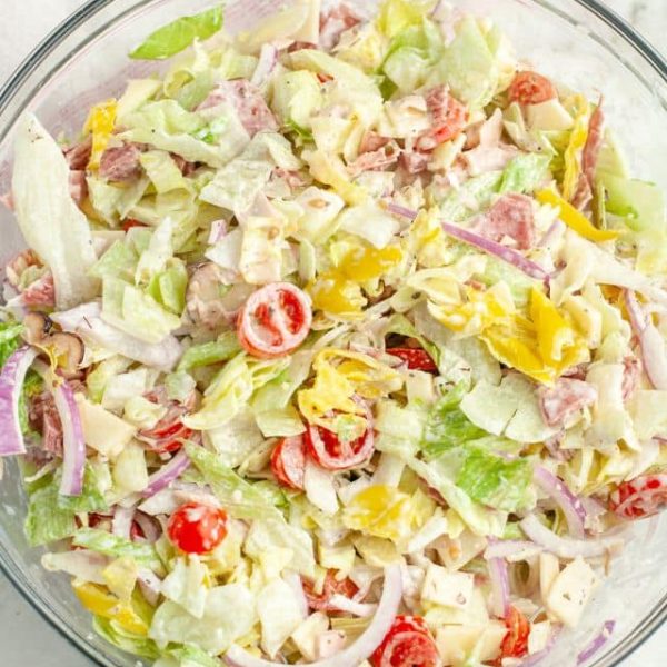 Large bowl of salad.