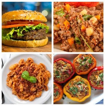 Burger, stuffed shells, gnocchi, and picadillo.