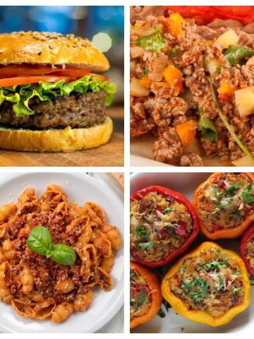 Burger, stuffed shells, gnocchi, and picadillo.