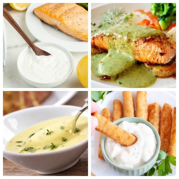 Dill sauce, green sauce, hollandaise sauce, and tartar sauce.