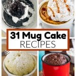 Four different mug cakes.