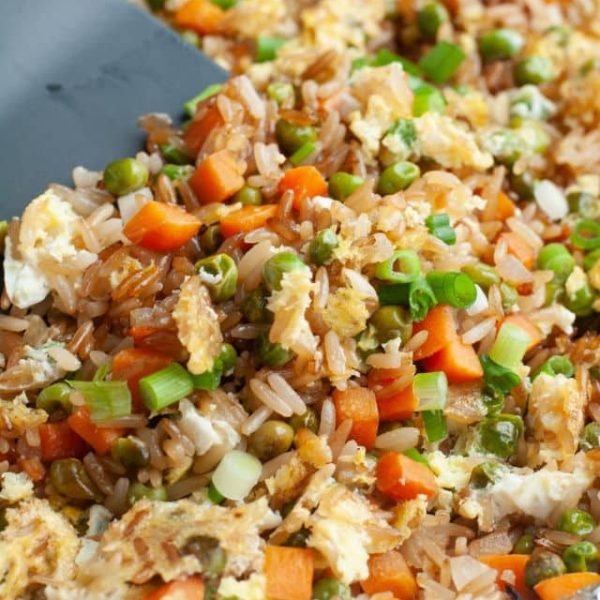 Spatula with fried rice.