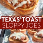 Toast with sloppy joe meat and melted cheese.