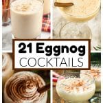 Glasses of eggnog cocktails.