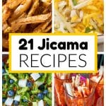 Jicama fries, jicama slaw, salad, and seasoned jicama.