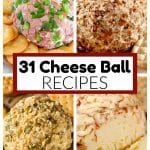 Four different cheese balls and crackers.