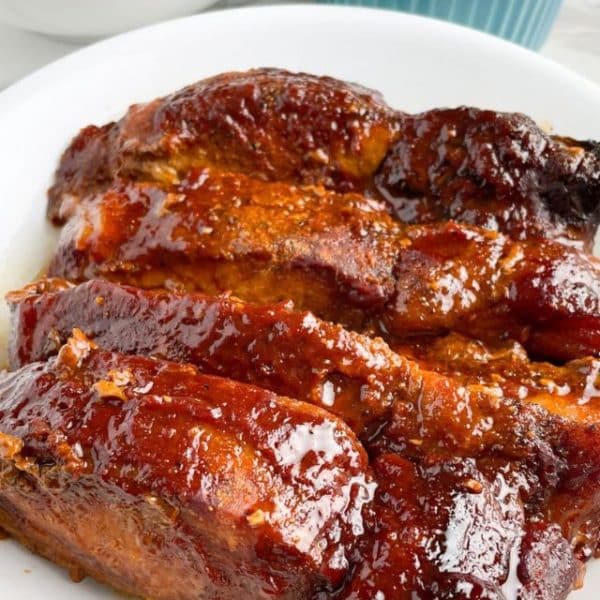 BBQ ribs on a plate.