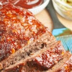 Sliced BBQ meatloaf.