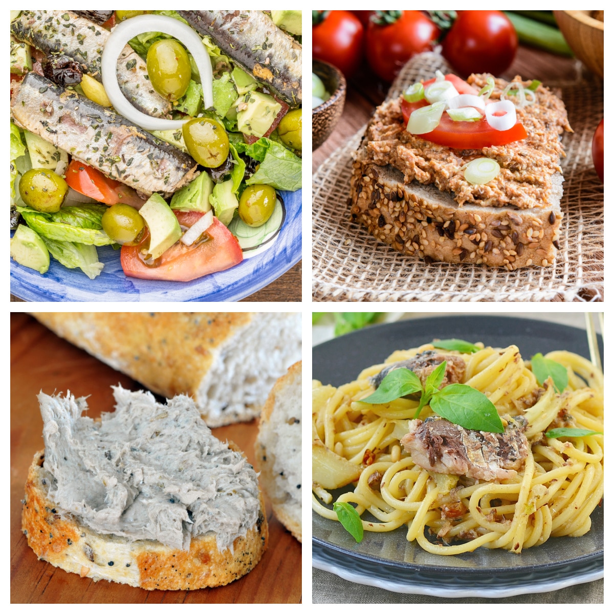 Sardine salad, sardine pate, and sardine pasta.