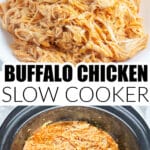 Bowl of shredded buffalo chicken.