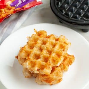 Tater tot waffles on a plate.