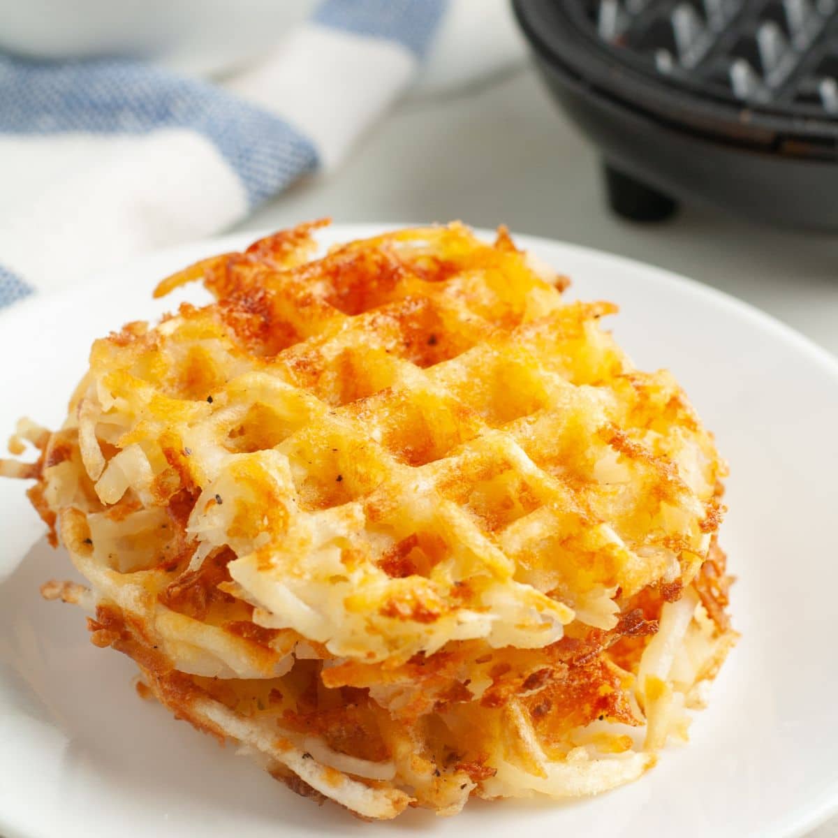 Stack of hash brown waffles. 