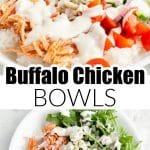 Buffalo chicken salad in a bowl.