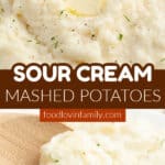 A bowl of sour cream mashed potatoes.