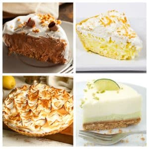 Chocolate cream pie, banana cream pie, and key lime pie.