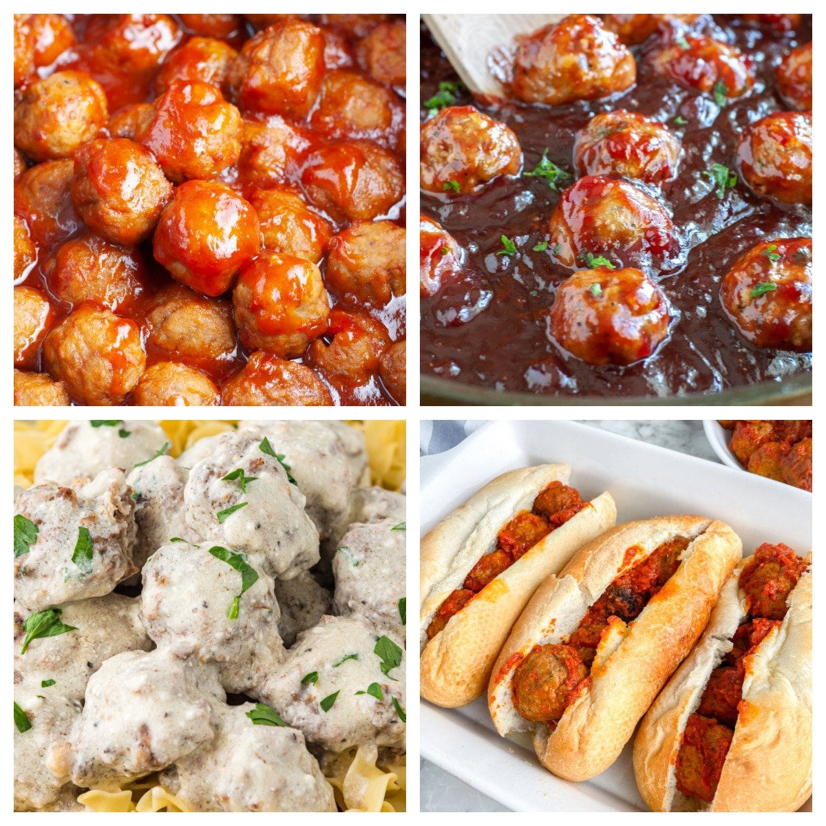 Meatballs in sauce, swedish meatballs, and meatball sandwich. 