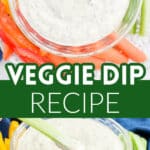 Bowl of veggie dip surrounded by vegetables.